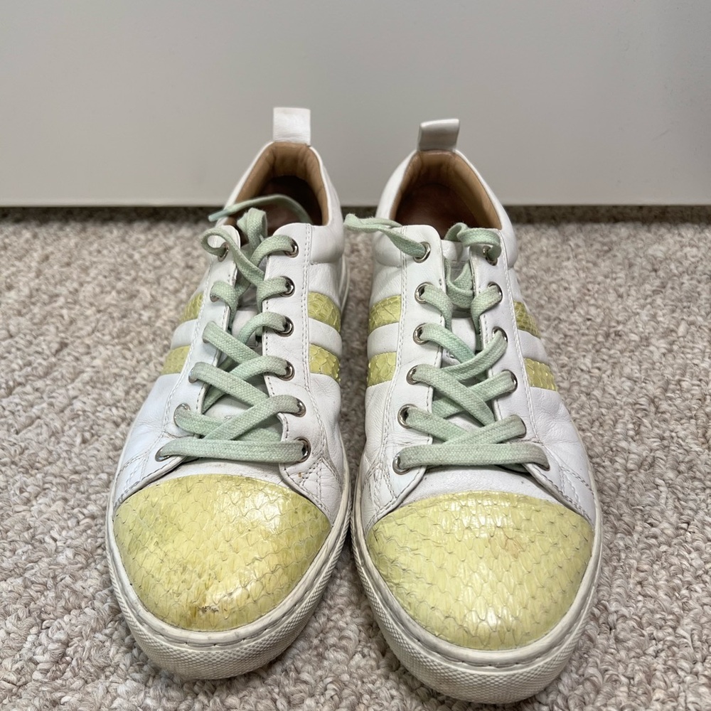 Bally White and Yellow Sneakers